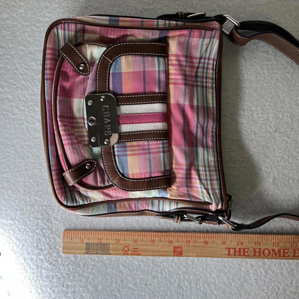 Chaps Pink Plaid Crossbody Purse - Picture 11 of 15